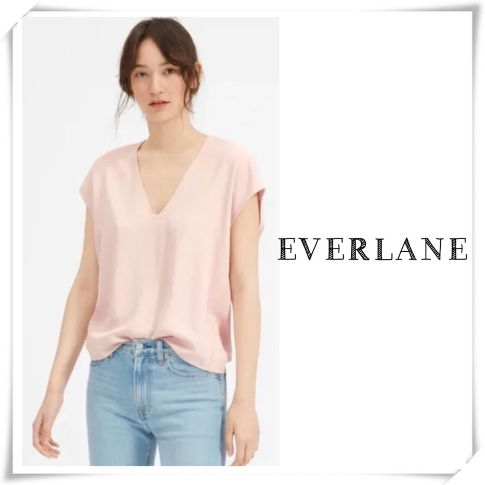 Everlane Japanese Go Weave Tee V-Neck in Soft Pink Size 6
